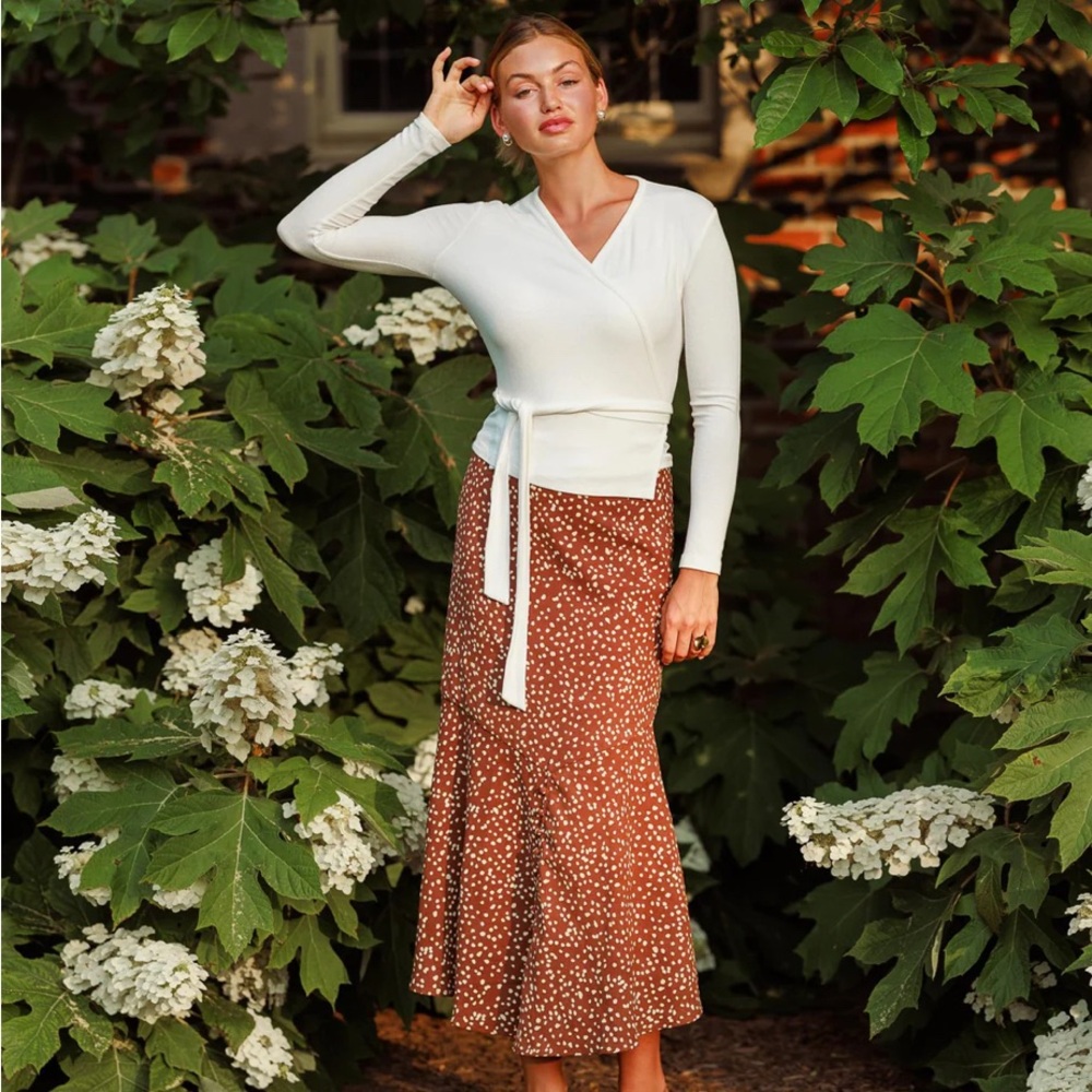 Chic Brown Patterned Maxi Skirt